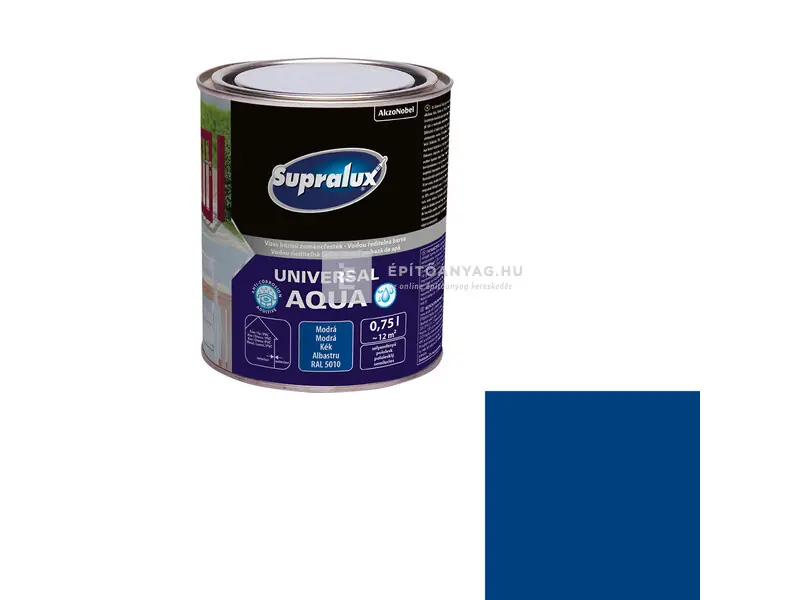 Supralux Universal Aqua zománcfesték selyemfényű RAL 5010 kék 0,75 l Azonnal elérhető