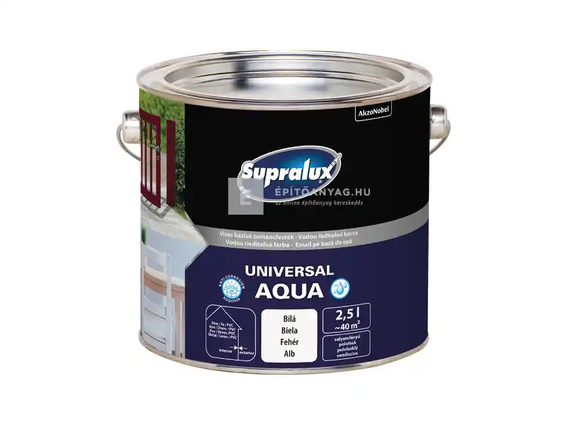 Supralux Universal Aqua zománcfesték selyemfényű fehér 2,5 l Szuper ajánlat