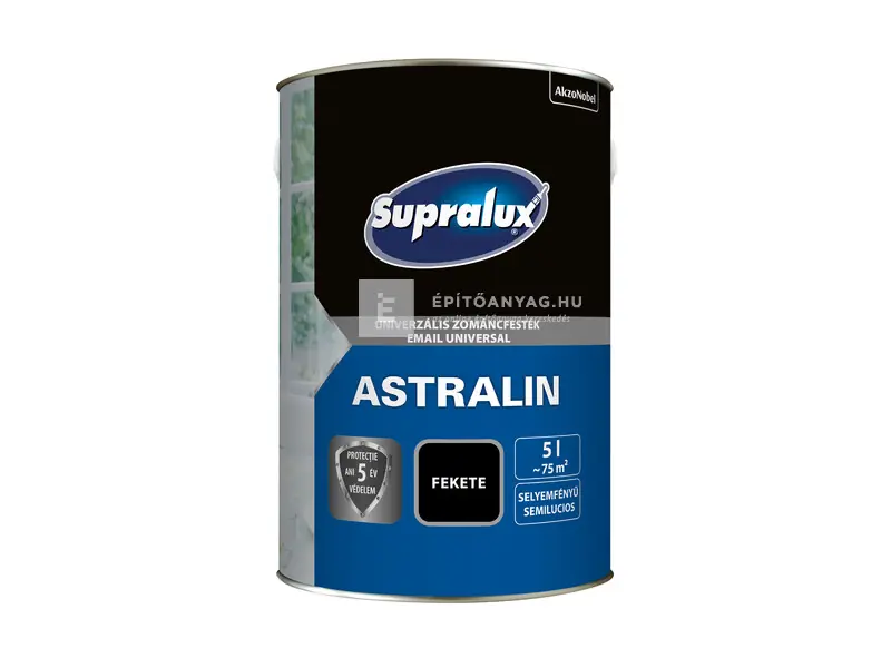 Supralux Astralin univerzális zománcfesték selyemfényű fekete 5 l Legkelendőbb