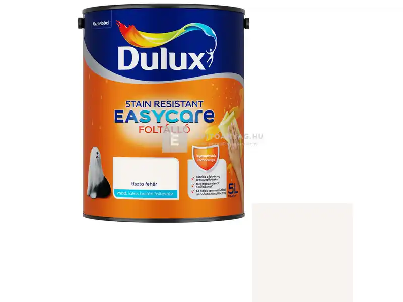 Dulux EasyCare matt, foltálló beltéri falfesték tiszta fehér 5 l Árcsökkenés