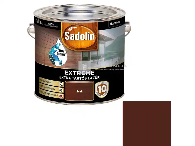 Utolsó esély Sadolin Extreme vizesbázisú vastaglazúr selyemfényű teak 2,5 l