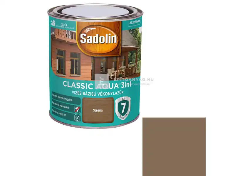 Sadolin Classic Aqua vékonylazúr selyemfényű sonoma tölgy 0,75 l Olcsóbb