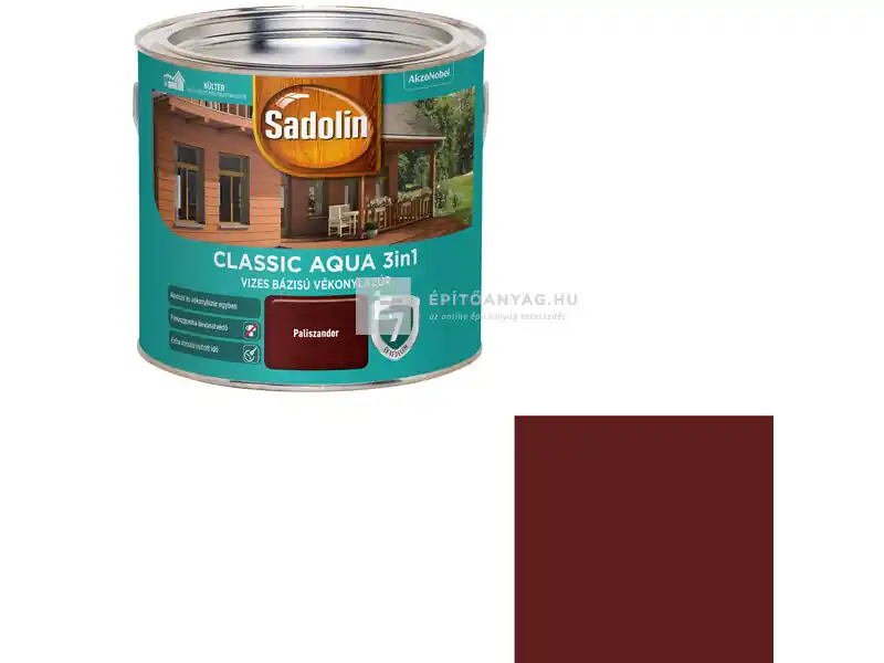 Nézd meg most Sadolin Classic Aqua vékonylazúr selyemfényű paliszander 2,5 l