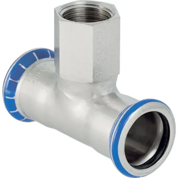 Árengedmény Geberit Mapress rozsdamentes acél belső menetes T-idom: d=22mm, Rp=3/4″, d1=22mm