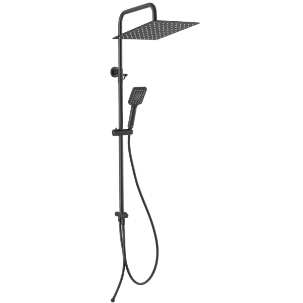 Ferro Wizard Square Pro Black - Csúszórudas zuhanyszett fejzuhannyal csaptelep nélkül Alacsony ár