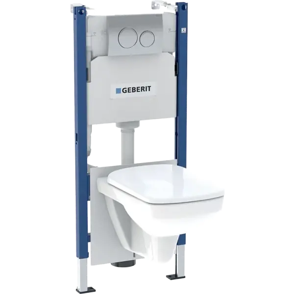 Geberit Duofix fali WC szerelőkeret készlet 112 cm, Delta 12 cm-es falsík alatti öblítőtartállyal+Delta20 nyomólap+Selnova Square fali WC Rimfree Népszerű