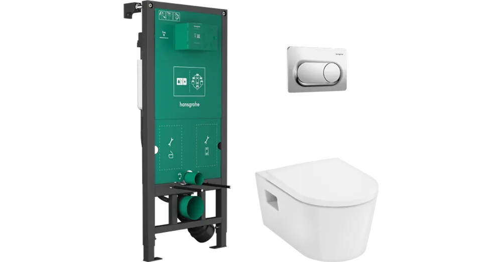Hansgrohe EluPura Original S Teljes WC-szett falsík alatti öblítőrendszerrel, iFrame Original S öblítőlappal, EluPura WC-ülőkével 60302000 Prémium
