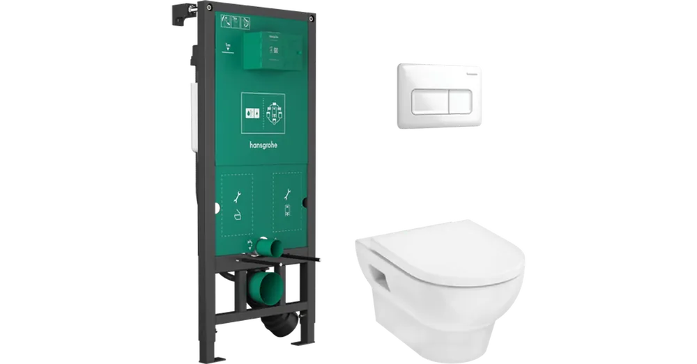 Olcsó Hansgrohe GladeLake S Teljes WC-szett falsík alatti öblítőrendszerrel, iFrame Original Q öblítőlappal, GladeLake WC-ülőkével 60301450