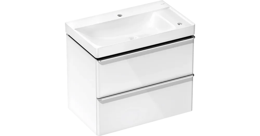 Kedvezményes ár Hansgrohe Xelu Q Mosdóegység-szett Magas Fényű Fehér színben 780/475, 2 fiókkal, normál mosdóhoz, jobbos Króm 54380000