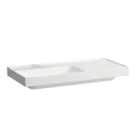 Alacsony ár Laufen MEDA Mosdó 100 × 46 cm, jobb polcos, túlfolyónyílás nélkül, csaplyuk nélkül, Matt Fehér H8171187571121