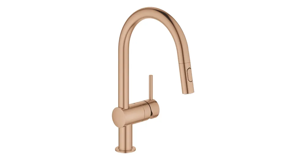 Grohe Minta egykaros mosogató csaptelep kihúzható zuhanyfejjel, brushed warm sunset 32321DL2 Biztonságos fizetés