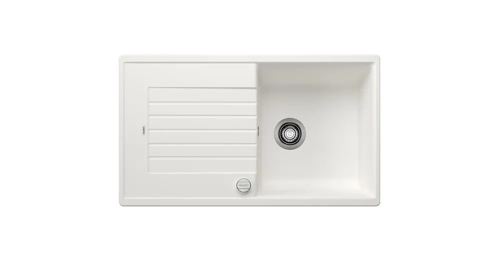 BLANCO ZIA 5 S egymedencés, 86x50 cm-es gránit mosogató, csepegtetőtálcával, lefolyószabályozóval, fehér 520506 Legjobb ár
