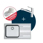 Végkiárusítás Franke Mosogató Smart SRX 611-86 LB jobbra és csaptelep ORBIT DOCCIA szett + Ajándék többfunkciós paszta FR1301187