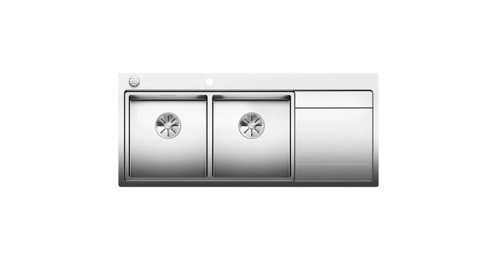Outlet BLANCO DIVON II 8 S-IF balos kétmedencés, 116x51 cm-es rozsdamentes mosogató, csepegtetőtálcával 521664