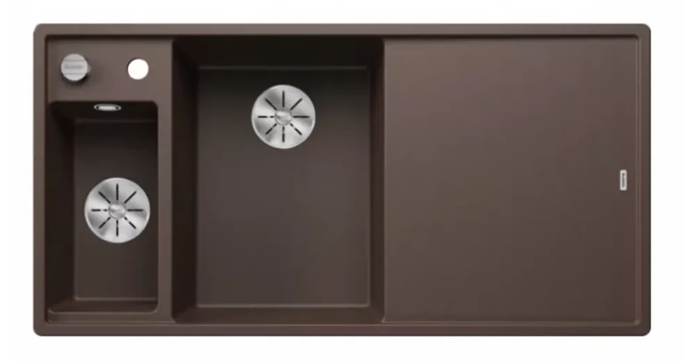 Blanco Axia III 6 S két medencés gránit mosogató 100x51 cm fa vágódeszkával, balos / kávé 524652 Gyors kiszállítás