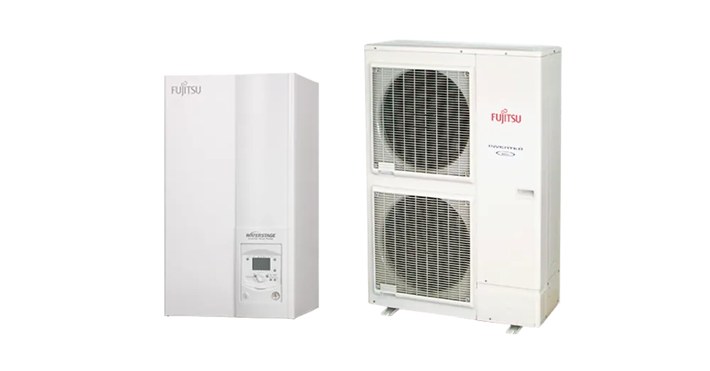 Fujitsu Waterstage High Power V2 HP 11/3F WSYK160DG9 / WOYK112LCTA levegő-víz osztott hőszivattyú, 3 fázisú, R410A, (10,8kW) Szezonális akció