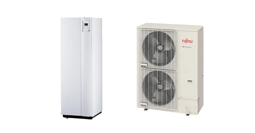 Outlet Fujitsu Waterstage Super High Power SHPDUO 17/3F WGYK170DJ9 / WOYK170LJL levegő-víz osztott hőszivattyú, 190 literes HMV tartállyal, 3 fázisú, R410, (17,0kW)