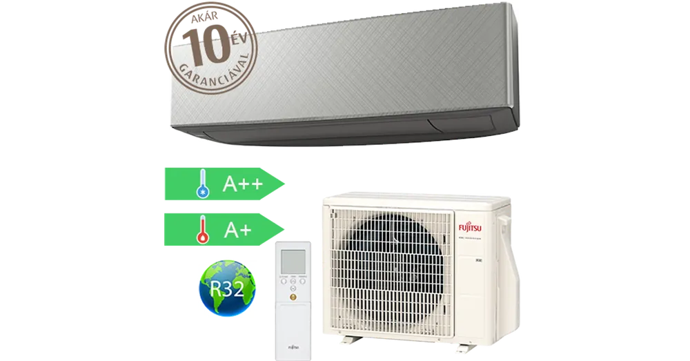 Árcsökkenés Fujitsu Design ASYG07KETF-B/AOYG07KETA Silver X Dark Gray oldalfali split klíma (2 kW)