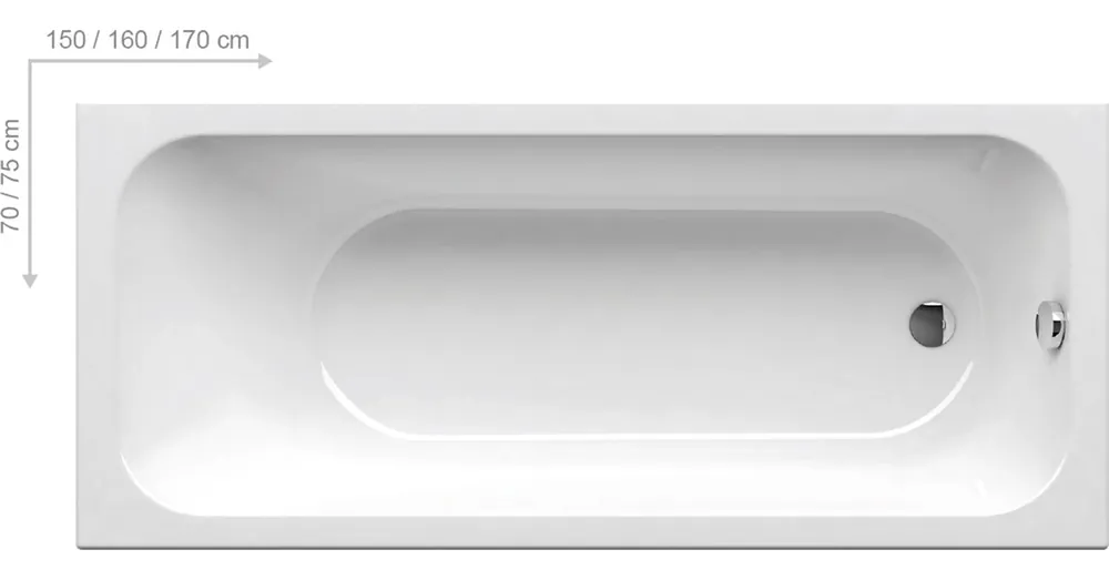 Szuper akció Ravak Chrome 170x75 egyenes kád C741000000