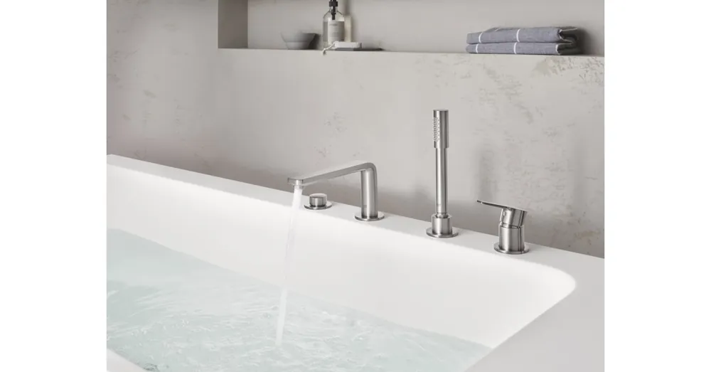 Kiárusítás Grohe Lineare 4-lyukú perembe építhető kádtöltő csaptelep, supersteel 19577 DC1 (19577DC1)
