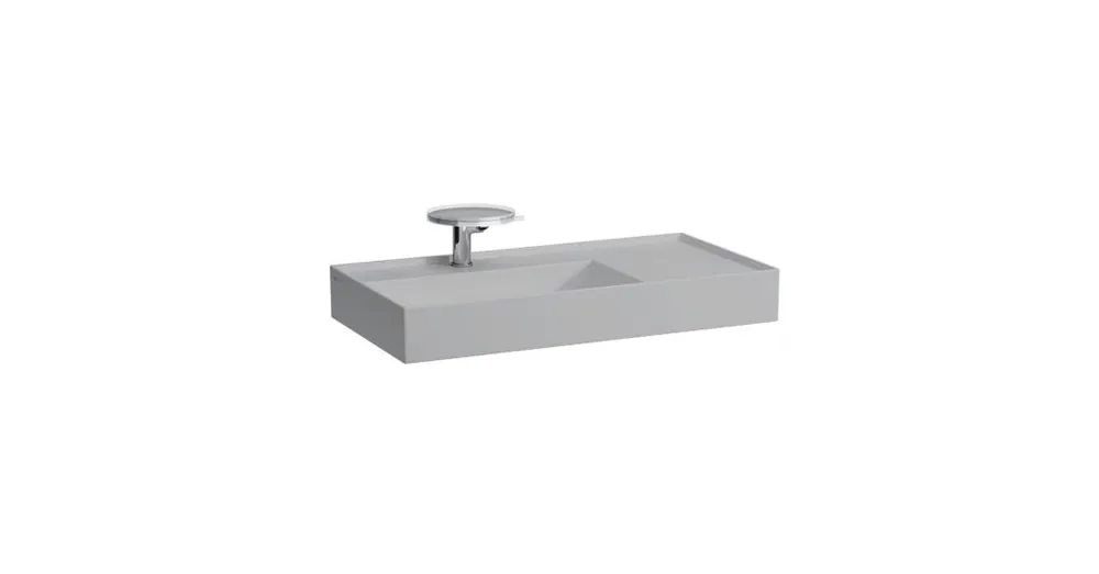 LAUFEN KARTELL BY LAUFEN Mosdó, polcfelület jobb oldalon, speciálisan fedett lefolyóval túlfolyónyílás nélkül, egy csaplyukkal , Matt szürke H8103387591111 Biztonságos fizetés