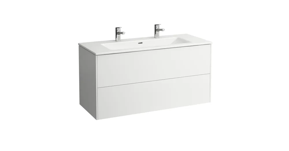 LAUFEN PRO S Keskeny mosdó alsószekrénnyel, két fiókkal egy csaplyuk, középen , Matt fehér H8649632601041 Akciós ár