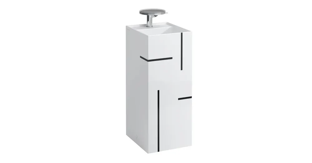 LAUFEN KARTELL BY LAUFEN Szabadon álló mosdó, speciális rejtett lefolyóval túlfolyónyílás nélkül, egy csaplyukkal , Vonalas, fekete H811331D021111 Árengedmény