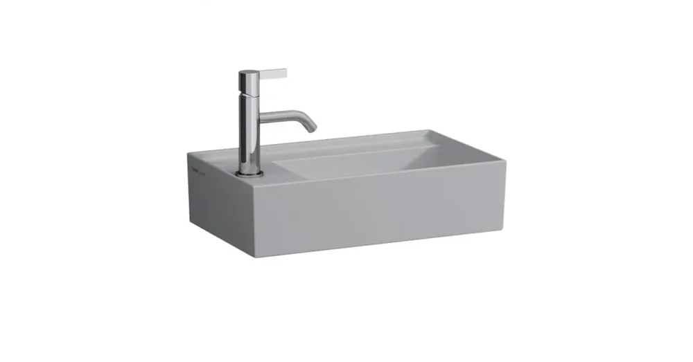 LAUFEN KARTELL BY LAUFEN Kézmosó, baloldali armatúrapaddal túlfolyónyílás nélkül, csaplyuk nélkül , Matt szürke H8153357591121 Exkluzív ajánlat