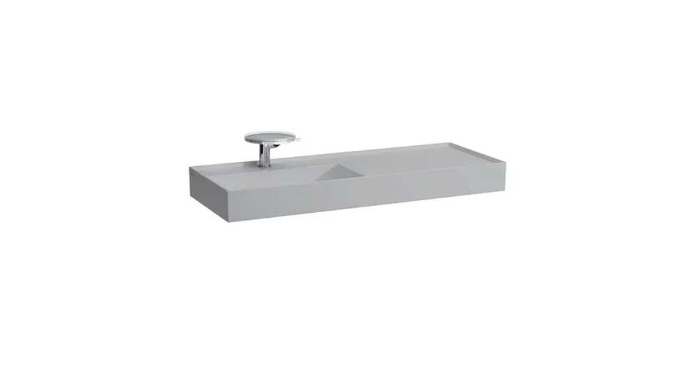 Prémium LAUFEN KARTELL BY LAUFEN Ráépíthető mosdó, pult jobb oldalon, speciálisan fedett lefolyóval túlfolyónyílás nélkül, csaplyuk nélkül , Matt szürke H8133327591121
