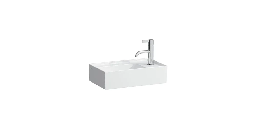LAUFEN KARTELL BY LAUFEN Kézmosó, jobb oldali armatúrapaddal túlfolyónyílás nélkül, csaplyuk nélkül , Fehér H8153340001121 Árengedmény