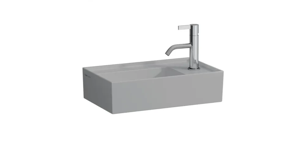 Utolsó esély LAUFEN KARTELL BY LAUFEN Kézmosó, jobb oldali armatúrapaddal túlfolyónyílás nélkül, csaplyuk nélkül , Matt szürke H8153347591121