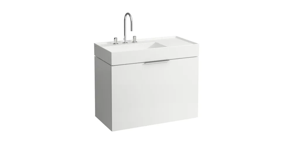 LAUFEN KARTELL BY LAUFEN Mosdó, polcfelület jobb oldalon, speciálisan fedett lefolyóval három csaplyukkal, túlfolyónyílás nélkül , Matt fehér H8103387571581 Szuper ajánlat