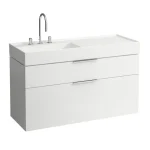 Ajánlat LAUFEN KARTELL BY LAUFEN Ráépíthető mosdó, pult jobb oldalon, speciálisan fedett lefolyóval három csaplyukkal, túlfolyónyílás nélkül , Fehér H8133320001581