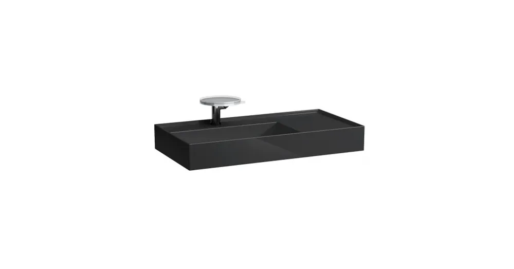 LAUFEN KARTELL BY LAUFEN Mosdó, polcfelület jobb oldalon, speciálisan fedett lefolyóval egy csaplyuk, egy nyílás jobb oldalon elektronikus vezérlő szelep részére, túlfolyónyílás nélkül , Fényes fekete H8103380208151 Gyors szállítás