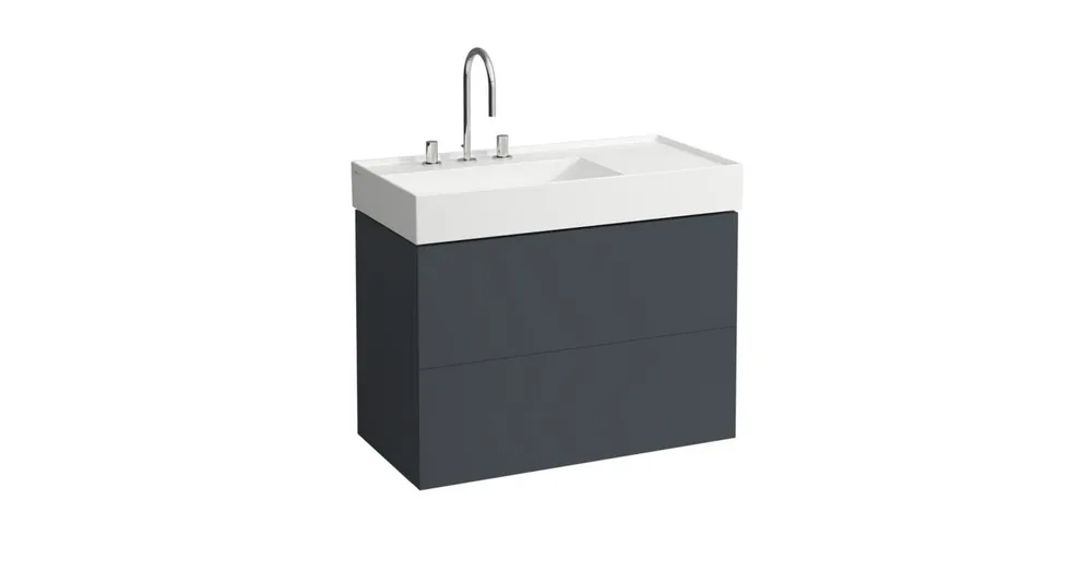 LAUFEN KARTELL BY LAUFEN Alsószekrény két fiókkal, fiókelosztóval, bal polcos 810339 / bal polcos 810338 mosdóhoz, Pala szürke 90X60X45 - H4076180336421 Legjobb ár