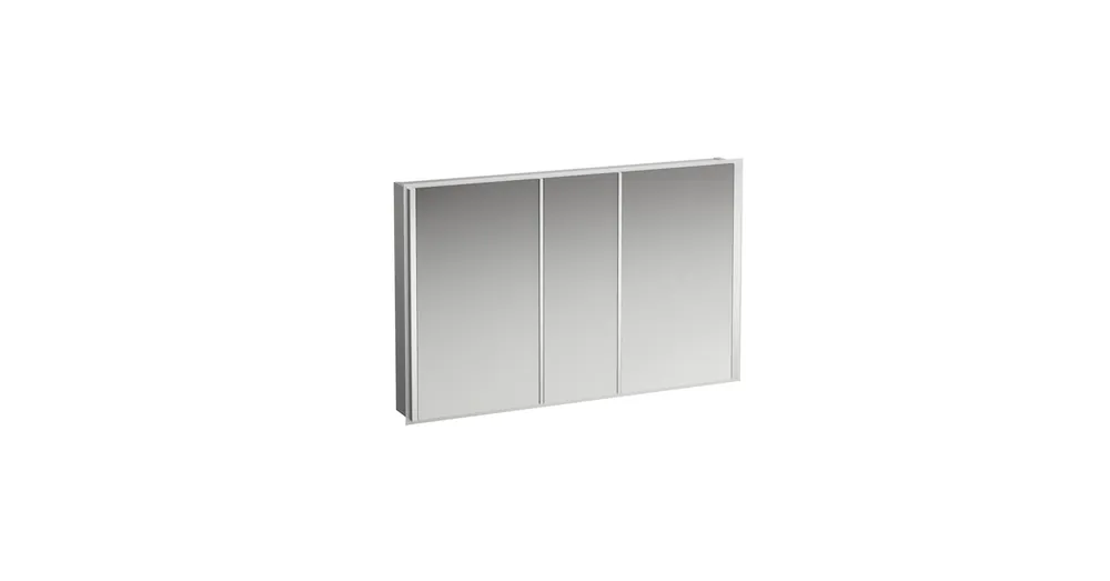 Azonnal elérhető LAUFEN FRAME 25 Alumínium tükrös szekrény, függőleges LED- világítással, EU dugaljzattal, érzékelő kapcsoló nélkül 120X75X15 - H4088049001441