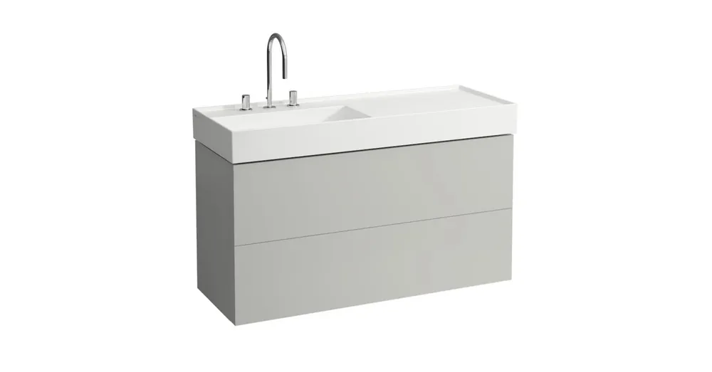 Kedvezményes ár LAUFEN KARTELL BY LAUFEN Alsószekrény két fiókkal, fiókelosztóval, jobb polcos 813332 mosdóhoz, Kavics szürke 120X60X45 - H4076480336411