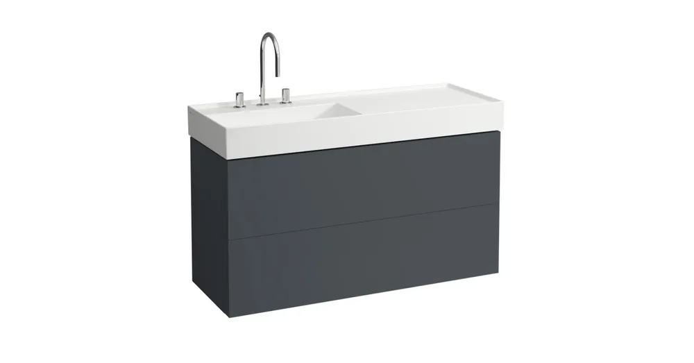 LAUFEN KARTELL BY LAUFEN Alsószekrény két fiókkal, fiókelosztóval, jobb polcos 813332 mosdóhoz, Pala szürke 120X60X45 - H4076480336421 Outlet