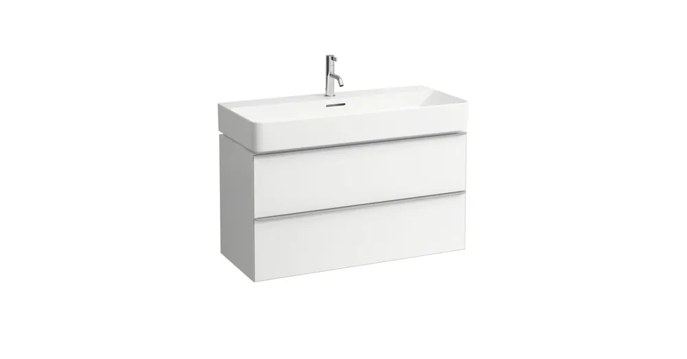 LAUFEN SPACE Alsószekrény, 2 fiókkal, 810287 tip. mosdóhoz, Matt fehér, alu kilinccsel 93.5X52X41 - H4102021601001 Utolsó esély