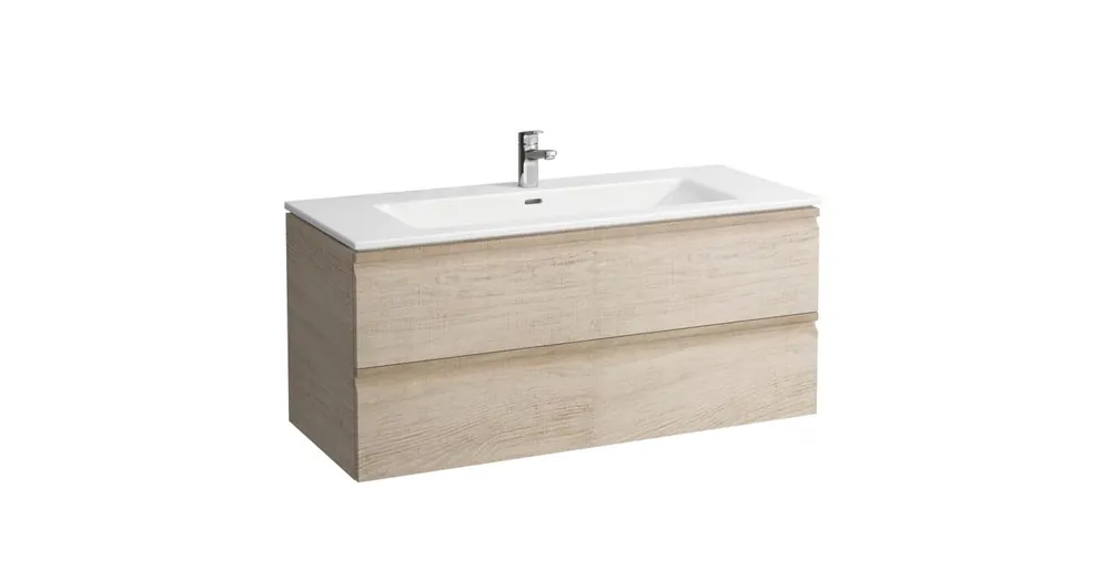 Szuper ajánlat LAUFEN PRO S Mosdó és alsószekrény kombináció, fiókkal és belső fiókkal, Fényes tölgy 120X46X50 - H8609684791041