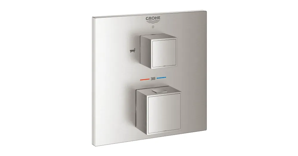 Grohe Grohtherm Cube Termosztátos kád keverő 2 kimenethez, beépített elzáró/váltó szeleppel, matt szuperacél 24155DC0 Ajánlat