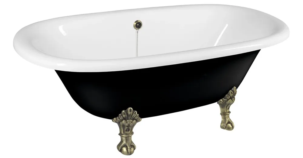 Kihagyhatatlan ajánlat SAPHO POLYSAN REGATA szabadonálló kád, 175x85x61cm, bronz lábak, fekete/fehér (10271)
