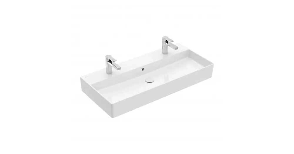 Vedd meg most Villeroy & Boch Memento 2.0 100 x 47 cm-es mosdó 2 csaplyukkal Stone White CeramicPlus felülettel - 4A221LRW