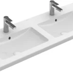 Árcsökkenés Villeroy & Boch Venticello 130 x 50 cm-es beépíthető dupla mosdó 2 csaplyukkal Stone White CeramicPlus felülettel - 4111DLRW
