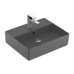 Villeroy & Boch Memento 2.0 50 x 42 cm-es mosdó 1 csaplyukkal Graphite CeramicPlus felülettel - 4A225GI4 Azonnali szállítás