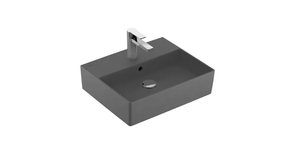 Villeroy & Boch Memento 2.0 50 x 42 cm-es mosdó 1 csaplyukkal Graphite CeramicPlus felülettel - 4A225GI4 Azonnali szállítás
