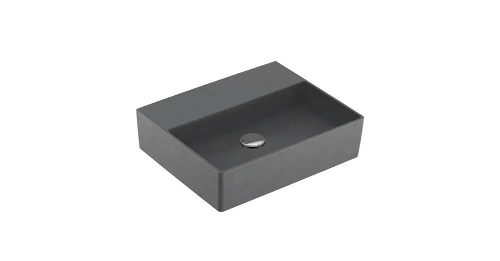 Villeroy & Boch Memento 2.0 50 x 42 cm-es mosdó csaplyuk és túlfolyó nélkül Graphite CeramicPlus felülettel - 4A225FI4 Prémium