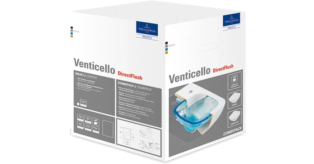 Alacsony ár Villeroy & Boch Venticello perem nélküli mélyöblítésű fali wc kombipack - 4611RL01
