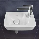 Villeroy & Boch O.Novo 36 x 25 cm-es kézmosó csaplyuk a jobb oldalon CeramicPlus felülettel túlfolyó nélkül - 434337R1 Újdonság
