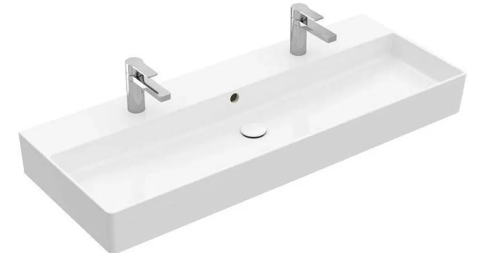 Ne maradj le Villeroy & Boch Memento 2.0 120 x 47 cm-es mosdó 2 csaplyukkal Stone White CeramicPlus felülettel - 4A22C4RW